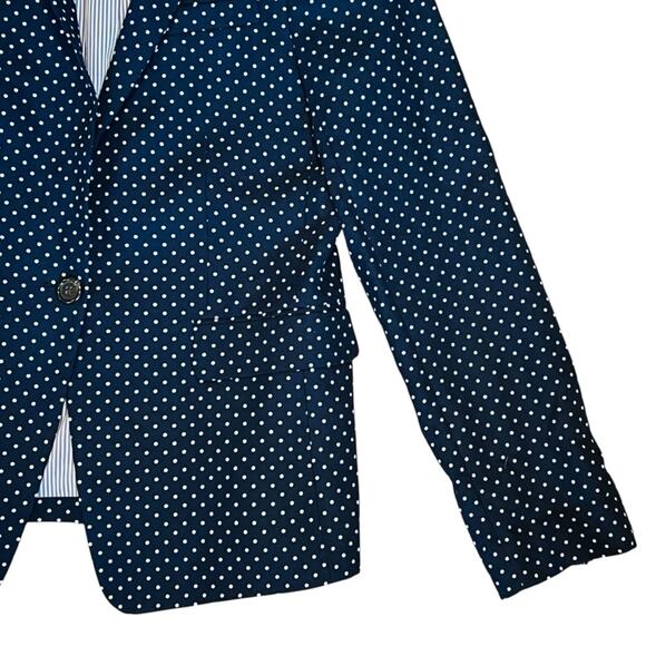 J. Crew Women’s Sz 8 Navy Blue Dot Regent Blazer Linen Single Button - Picture 7 of 15